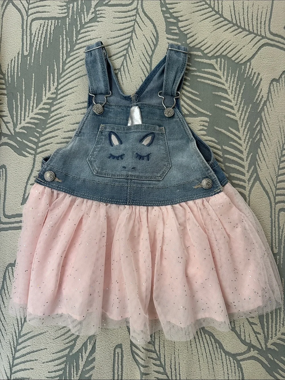 OshKosh B'gosh Denim Unicorn Overall Dress in Pink